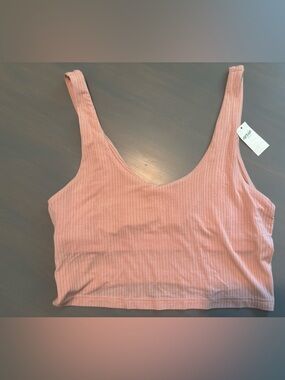 aerie Blush Pink Ribbed Cropped Tank NWT medium